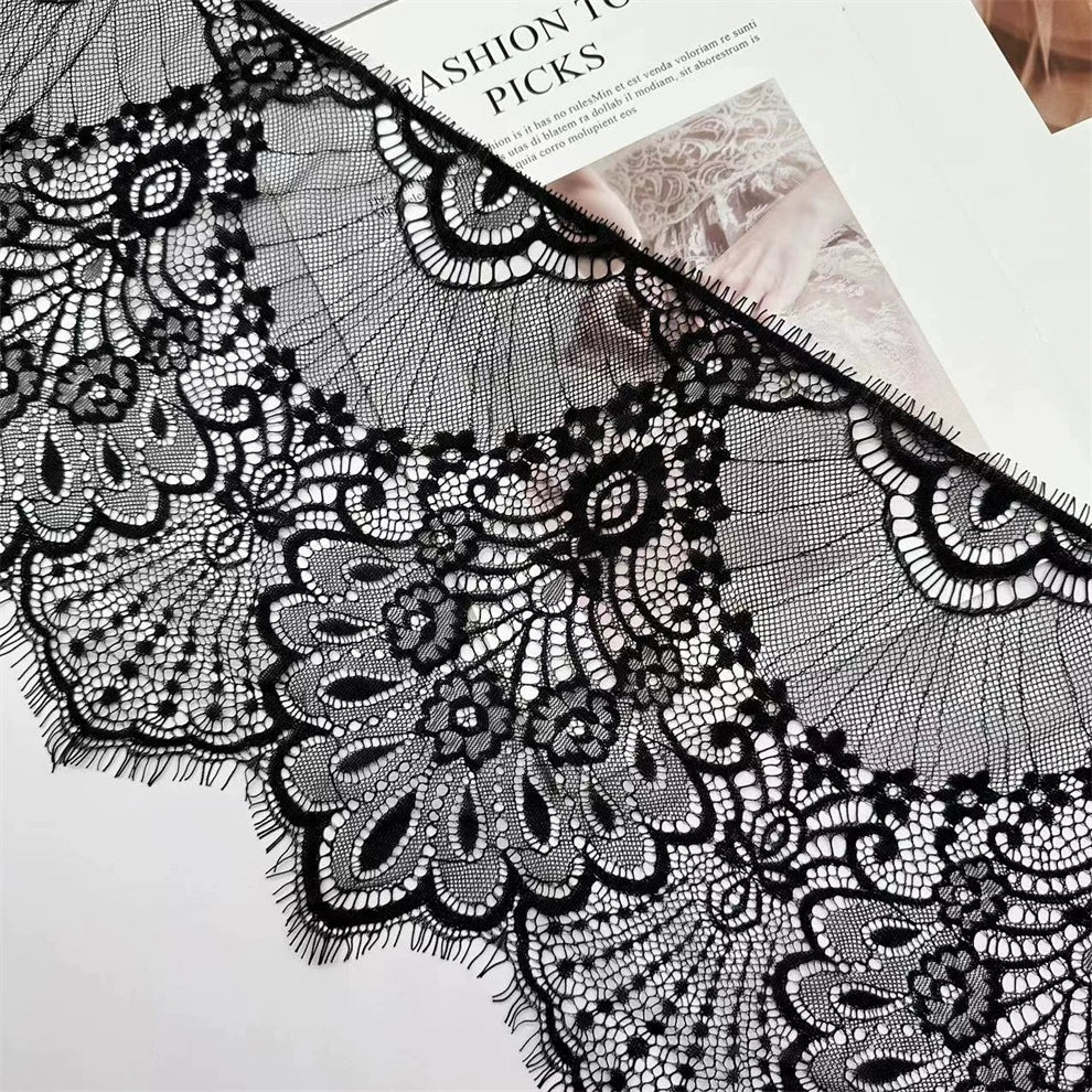 3743 Ancho 25 cm, encaje de pestañas unilateral retro, vestido alargado empalme velo de novia accesorios de vestir