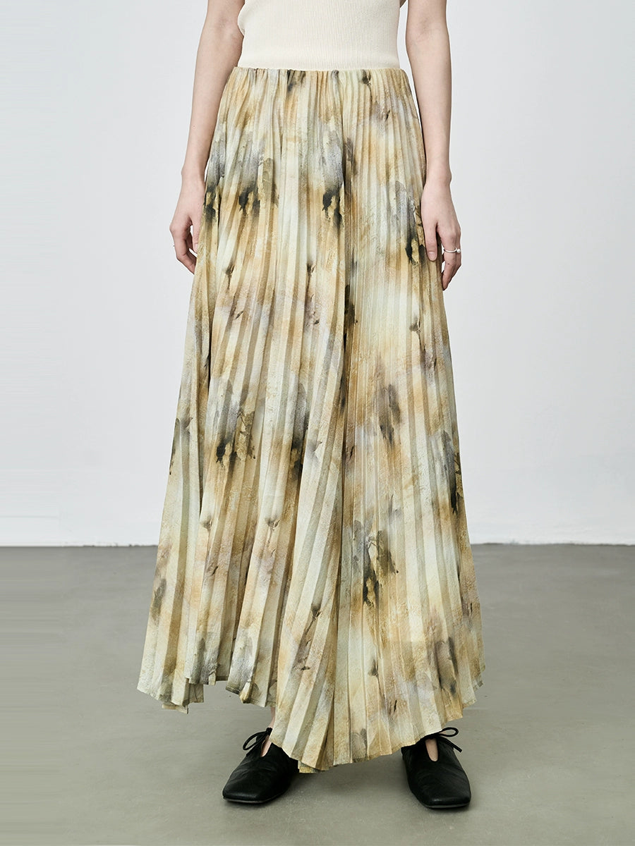 Falda de pintura al óleo de género artístico CAREMIND, falda irregular, diseño de nicho, falda plisada 