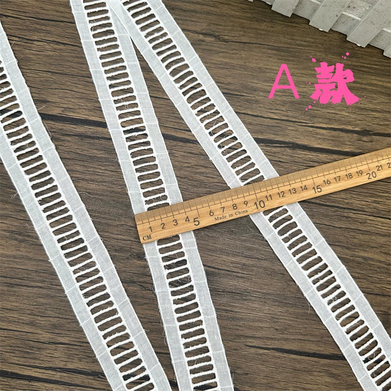 3800 Exquisito ribete de algodón puro japonés y coreano, tela de encaje bordado para escaleras, accesorios de encaje decorativos para empalme de ropa hechos a mano