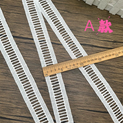 3800 Exquisito ribete de algodón puro japonés y coreano, tela de encaje bordado para escaleras, accesorios de encaje decorativos para empalme de ropa hechos a mano