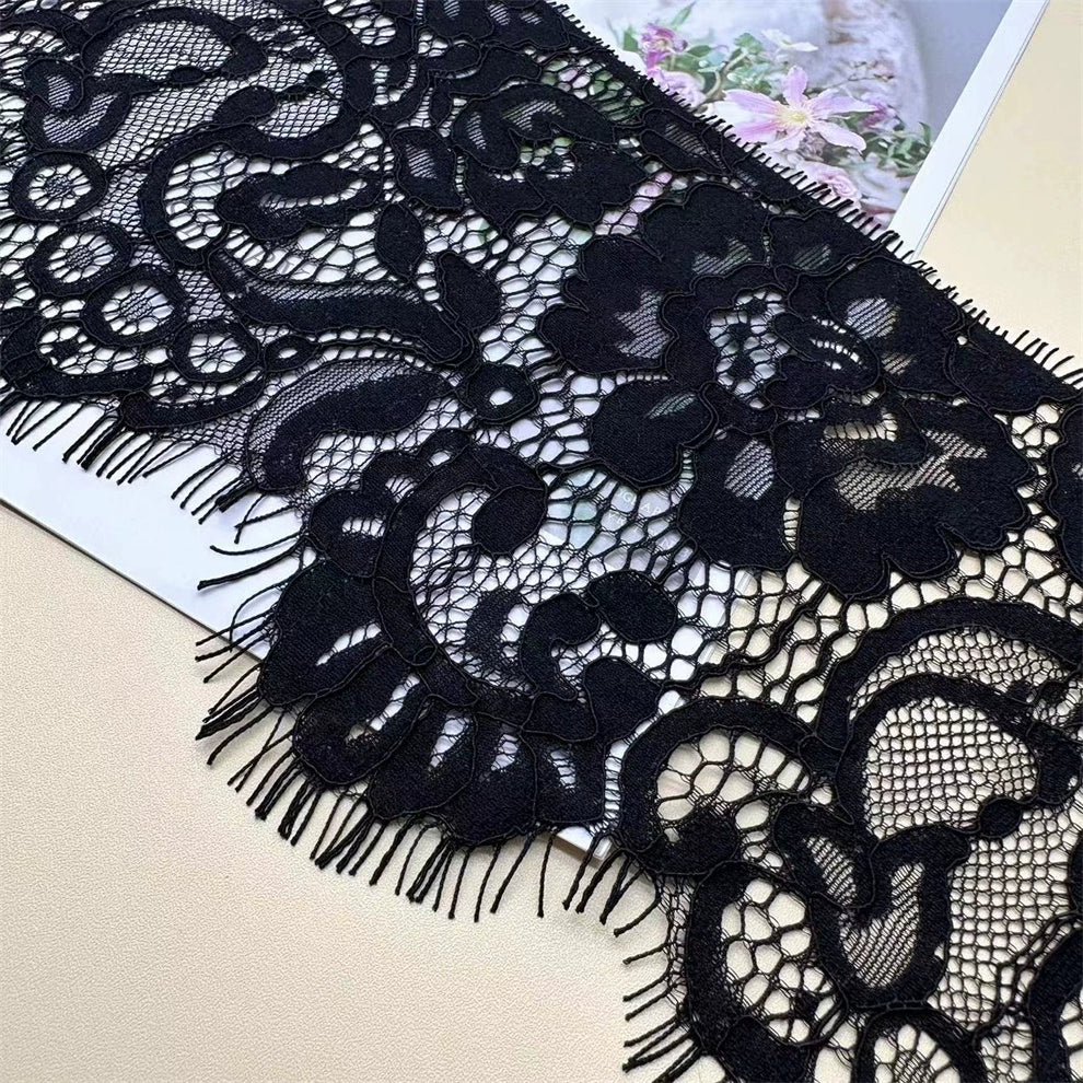 3757 Línea de hueso unilateral de alta calidad, encaje de pestañas, vestido de novia DIY, accesorios de empalme de decoración del hogar, ancho 15 CM