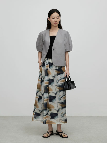 Chaqueta estilo camisa corta vintage gris CAREMIND para uso diario, cuello en V, botones, parte superior pequeña 