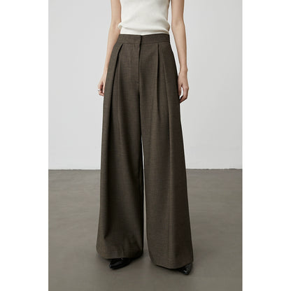 [Silhouette trousers] CAREMIND iron-free design wide-leg trousers loose and thin straight drop suit pants autumn