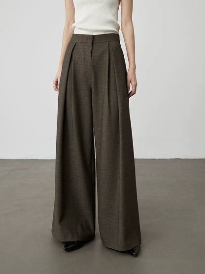 [Silhouette trousers] CAREMIND iron-free design wide-leg trousers loose and thin straight drop suit pants autumn