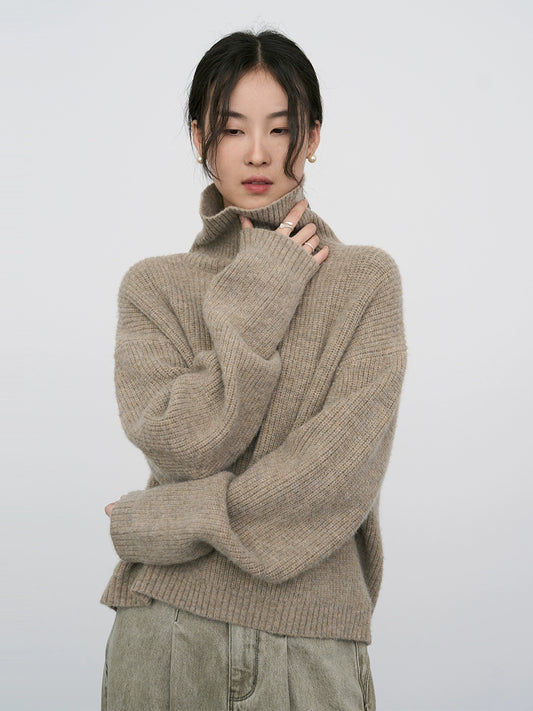 CAREMIND Elegante suéter suelto verde bosque profundo para mujer, suéter de punto japonés retro súper rentable 