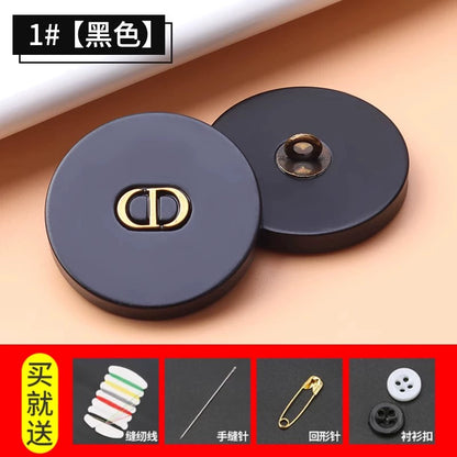 3271★  woolen coat trench coat black button men's and women's clothes top sweater round button suit pajamas button accessories