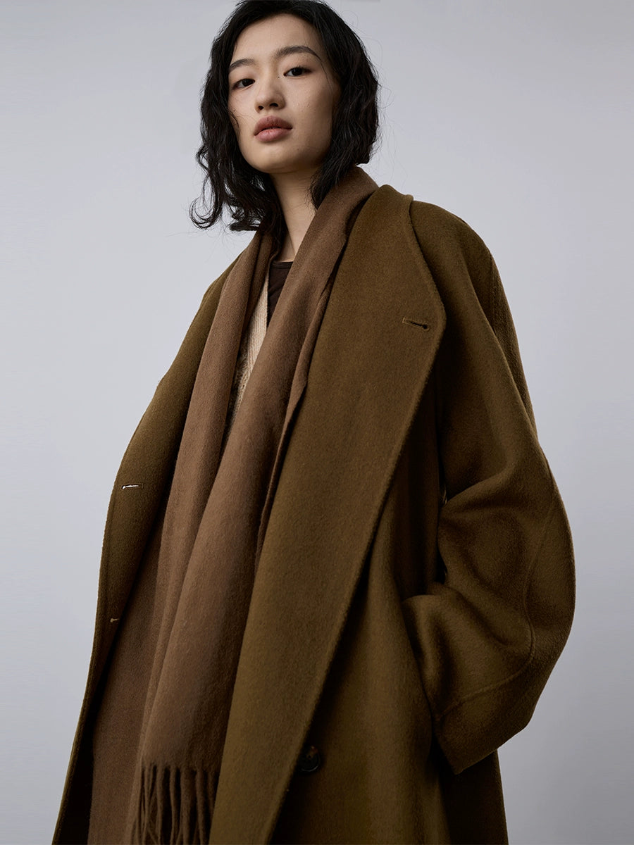 CAREMIND Maillard abrigo de lana de cachemira de doble cara abrigo cruzado de longitud media abrigo de temperamento de otoño e invierno ropa de mujer 