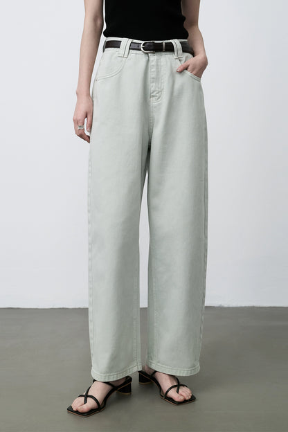 Pantalones vaqueros de talle medio alto y pierna ancha estrechos de color albaricoque de CAREMIND, pantalones pequeños de pierna recta de nueve puntos para niños 