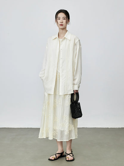 [Summer] CAREMIND French heavy industry sleeveless three-dimensional flower dress high-quality Tencel vacation vest skirt
