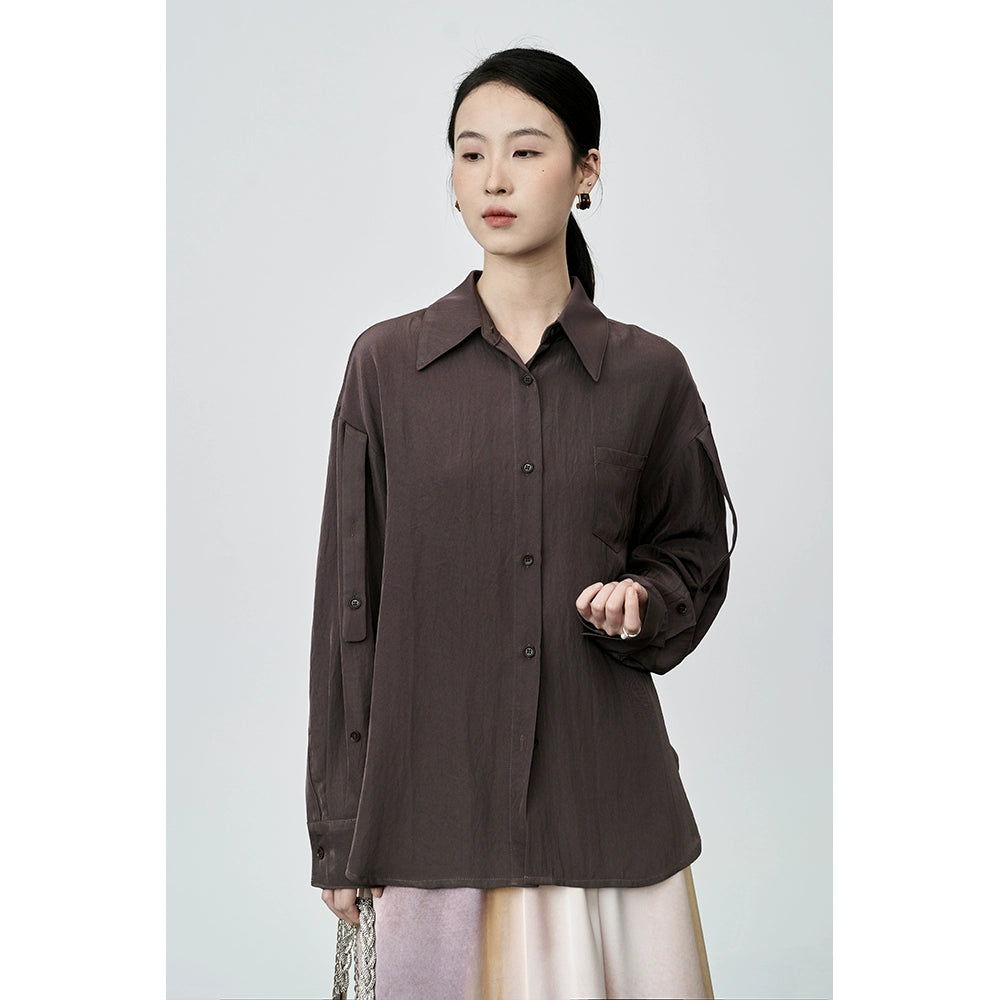 Camisa informal holgada de manga larga estilo retro de CAREMIND, camisa ligera de lujo con solapa versátil, ropa para mujer 