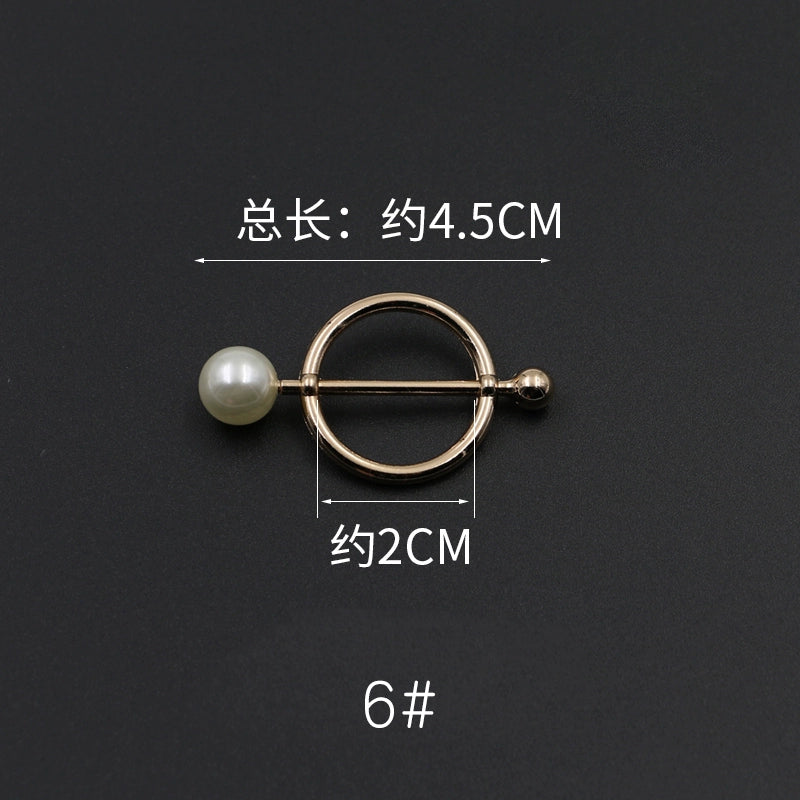 3529★ Versión coreana de moda con hebilla de anillo de metal, hebilla de alfiler de perla, abrigo, chaqueta, suéter, bufanda, accesorios, hebilla decorativa, hebilla de cinturón