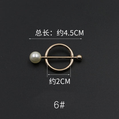 3529★ Versión coreana de moda con hebilla de anillo de metal, hebilla de alfiler de perla, abrigo, chaqueta, suéter, bufanda, accesorios, hebilla decorativa, hebilla de cinturón