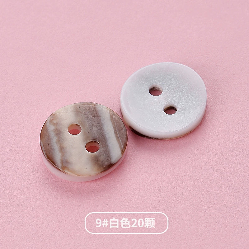 3354★  Shirt Buttons White Black Men's Round Cardigan Chiffon Shirt Top Cuffs Pearlescent Buttons Resin Buttons