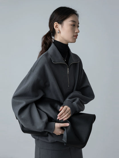 [Oferta por tiempo limitado] Suéter blanco con media cremallera CAREMIND para mujer, traje premium de temperamento de otoño 2024 