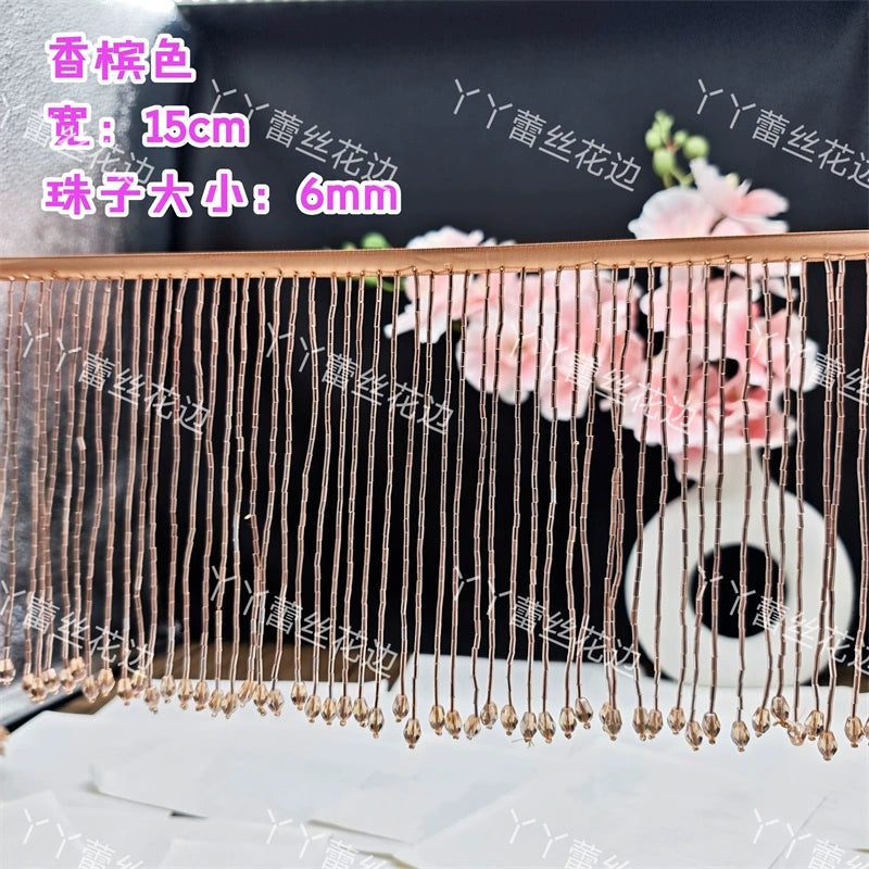 Tubo de cuentas de industria pesada de 15 cm de ancho, colgante de encaje de cristal, accesorios de ropa para vestido de novia, accesorios de bricolaje