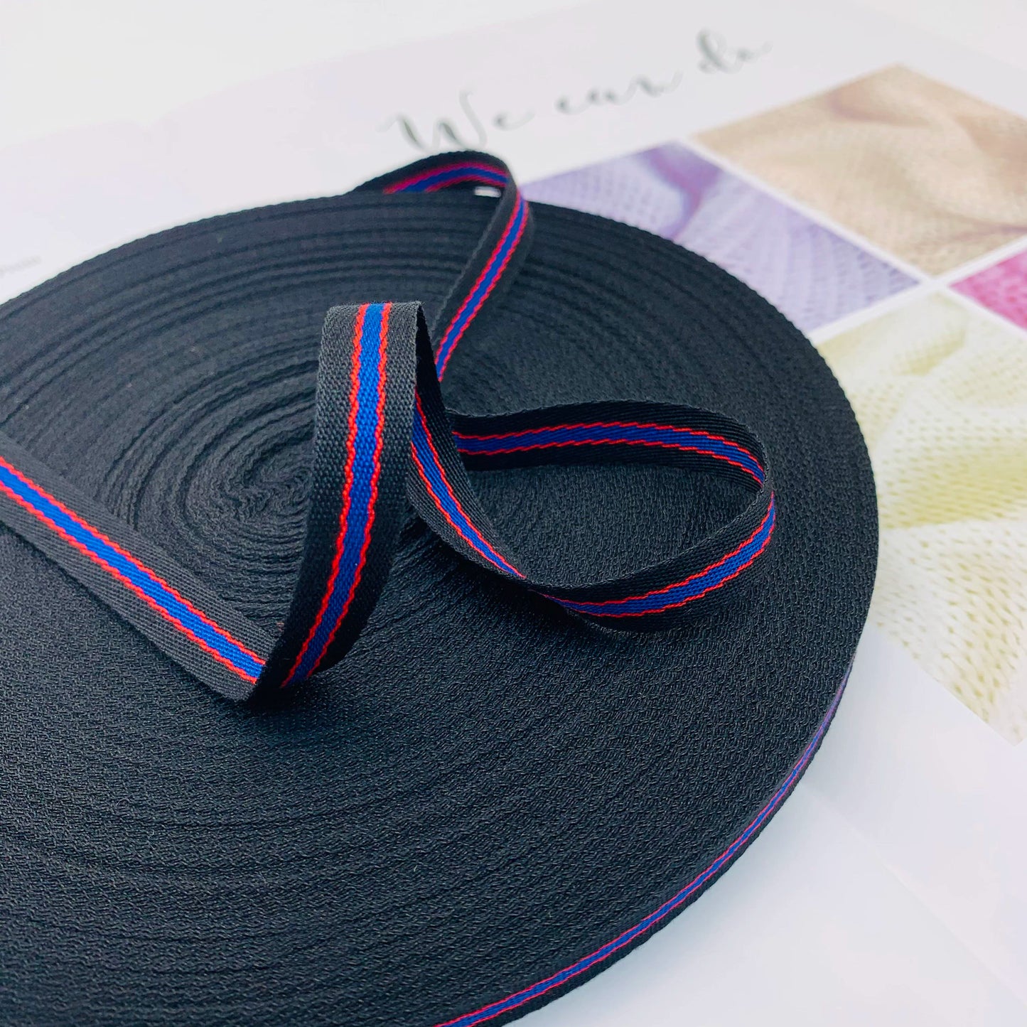 Cinta de ribete de 1 cm con rayas de colores intercolor, tira de presión para bordes de ropa, cinta de jacquard, accesorios para ropa, 3864