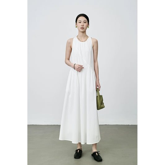 [Verano blanco puro] Vestido sin mangas con temperamento festivo blanco CAREMIND Vestido largo romántico francés con tirantes 