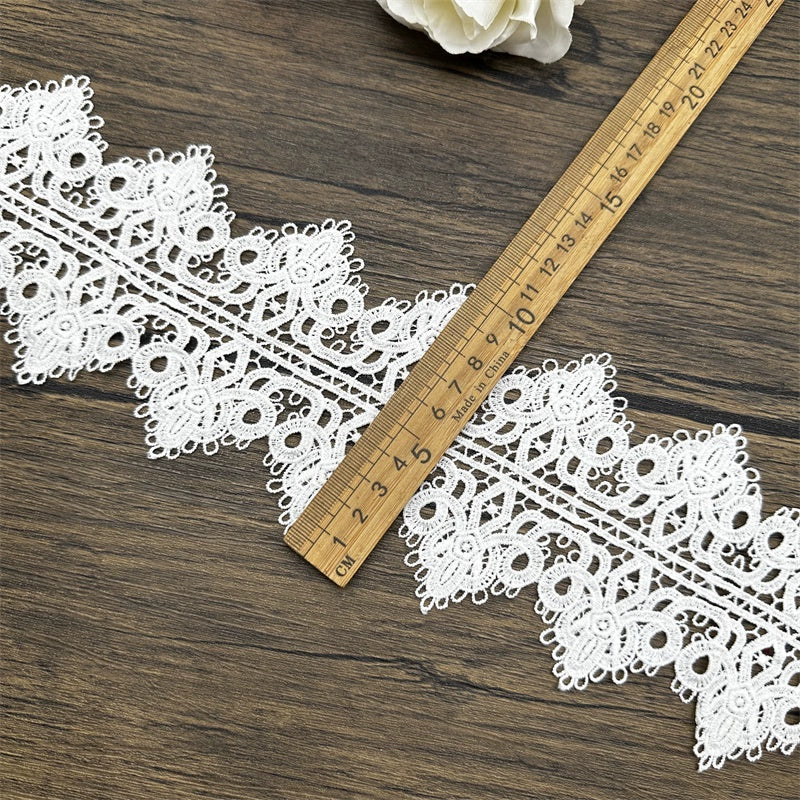 3666 Encaje soluble en agua de seda de leche con flores blancas, para decoración de cortinas, material de costura para empalmes, accesorios de bricolaje