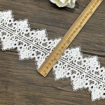 3666 Encaje soluble en agua de seda de leche con flores blancas, para decoración de cortinas, material de costura para empalmes, accesorios de bricolaje