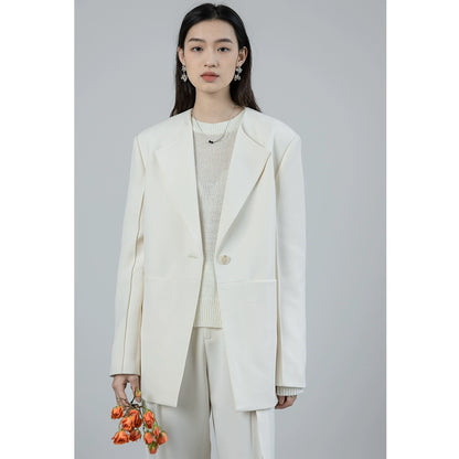 Pantalones rectos premium para mujer con silueta de traje beige CAREMIND 24SS [minimalista en forma de H] 