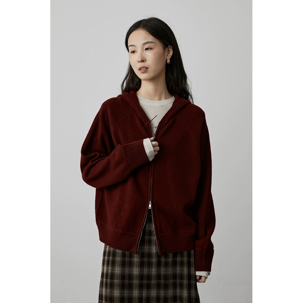 [Suéter Berry] CAREMIND Suéter con capucha y cremallera de cuatro colores y doble cabeza Chaqueta de punto Chaqueta superior para mujer Otoño 