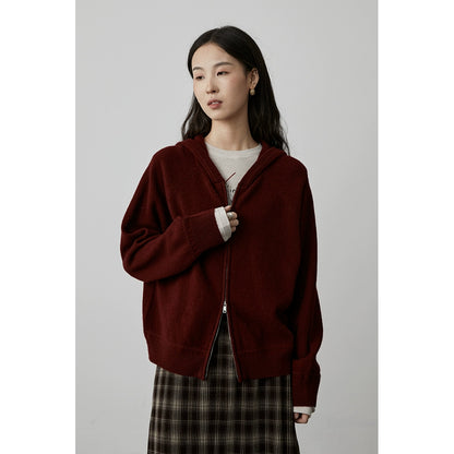 [Suéter Berry] CAREMIND Suéter con capucha y cremallera de cuatro colores y doble cabeza Chaqueta de punto Chaqueta superior para mujer Otoño 