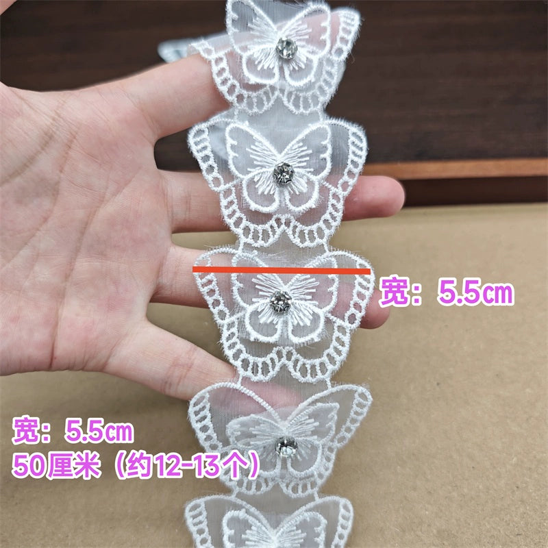 3558★ Encaje de flores, encaje de organza, cuentas de flores tridimensionales, ropa de bricolaje hecha a mano, sombreros, accesorios de ramo