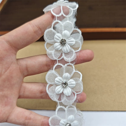 3663★ Bordado de organza de alta calidad, cuentas tridimensionales, accesorios de encaje de mariposa de doble capa, materiales de joyería de boda DIY