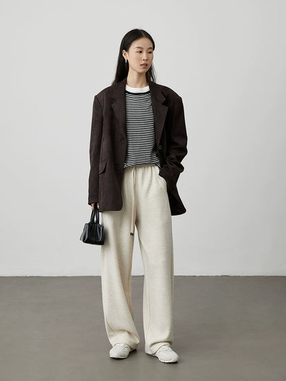 CAREMIND Lite Blazer de gamuza gris tinta de lujo ligero para uso diario, traje superior con solapa curva versátil para mujer 