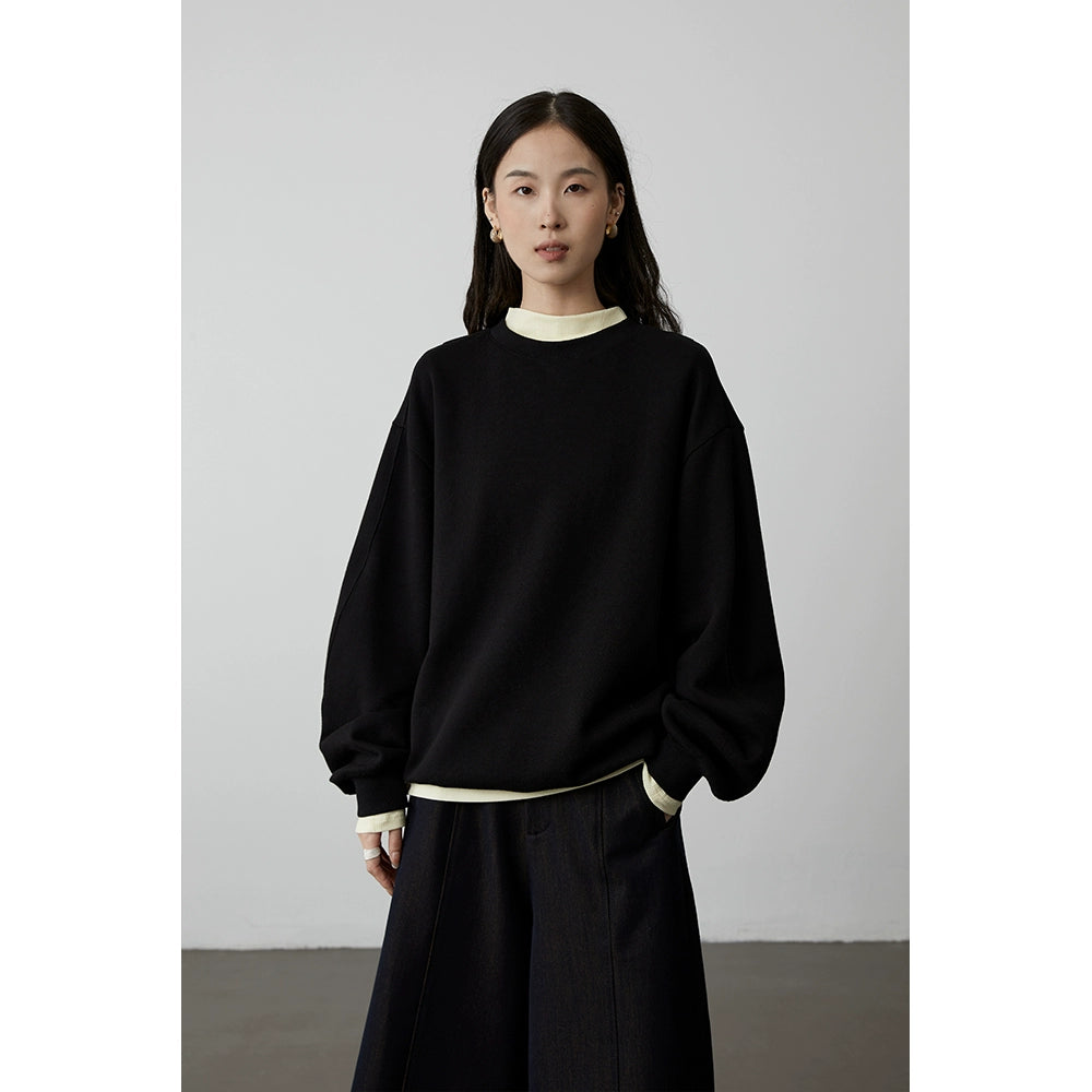 [Suéter fácil] Suéter de silueta holgada CAREMIND, suéter con textura de color sólido, chaqueta superior, ropa de mujer 