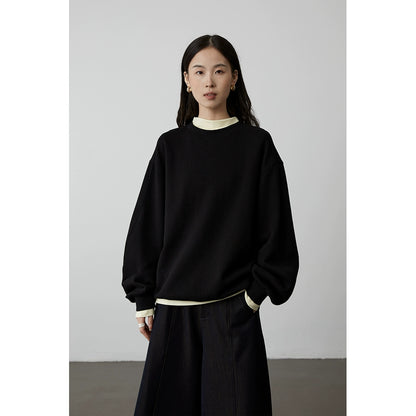 [Suéter fácil] Suéter de silueta holgada CAREMIND, suéter con textura de color sólido, chaqueta superior, ropa de mujer 