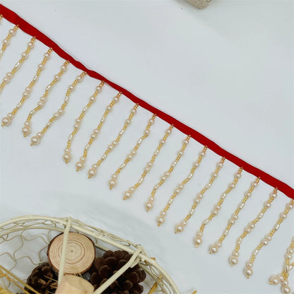 3694 Nuevo producto de 10 cm de ancho, cortina industrial pesada con borlas, accesorios de encaje con cuentas, cortinas hechas a mano DIY, ropa de boda, lámpara de escritorio, decoración