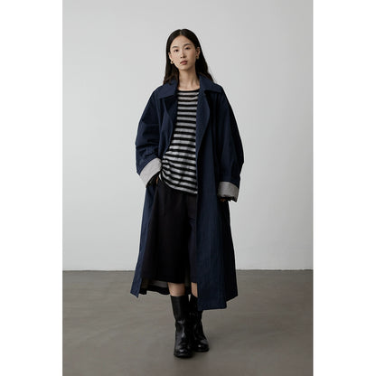 [Colección Birds] CAREMIND Gabardina larga con silueta lavada, nueva prenda casual minimalista para primavera y otoño 