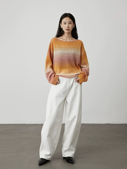 [Succulent grapes] CAREMIND soft mist feeling gradual change sweater loose short soft skin-friendly knitted top women