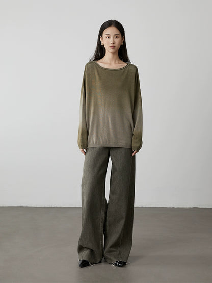 [Firmament] Suéter holgado y suave con diseño de inyección de tinta de cuatro colores con cambio gradual de CAREMIND para mujer 