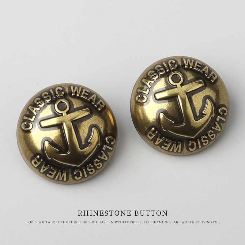 3238★  Metal anchor buttons retro-style woolen coat trench coat buttons round bronze suit buttons