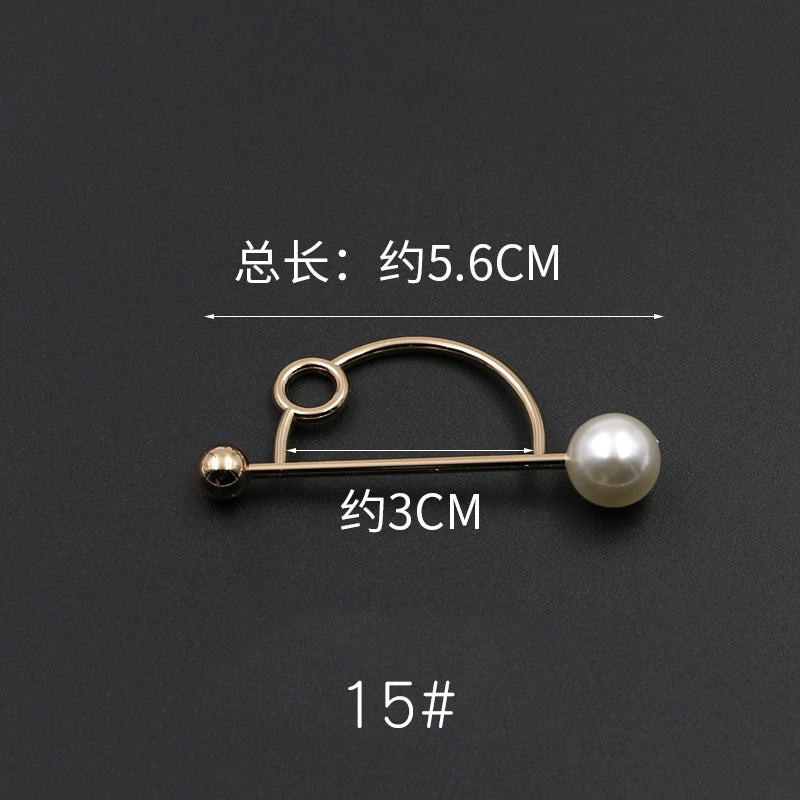 3529★ Versión coreana de moda con hebilla de anillo de metal, hebilla de alfiler de perla, abrigo, chaqueta, suéter, bufanda, accesorios, hebilla decorativa, hebilla de cinturón