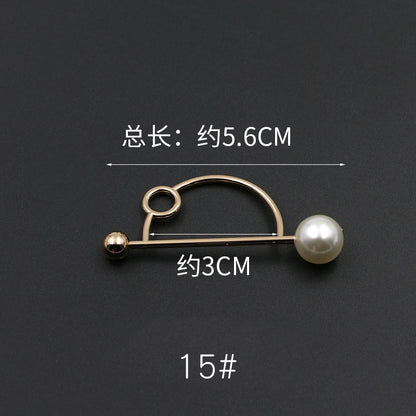 3529★ Versión coreana de moda con hebilla de anillo de metal, hebilla de alfiler de perla, abrigo, chaqueta, suéter, bufanda, accesorios, hebilla decorativa, hebilla de cinturón