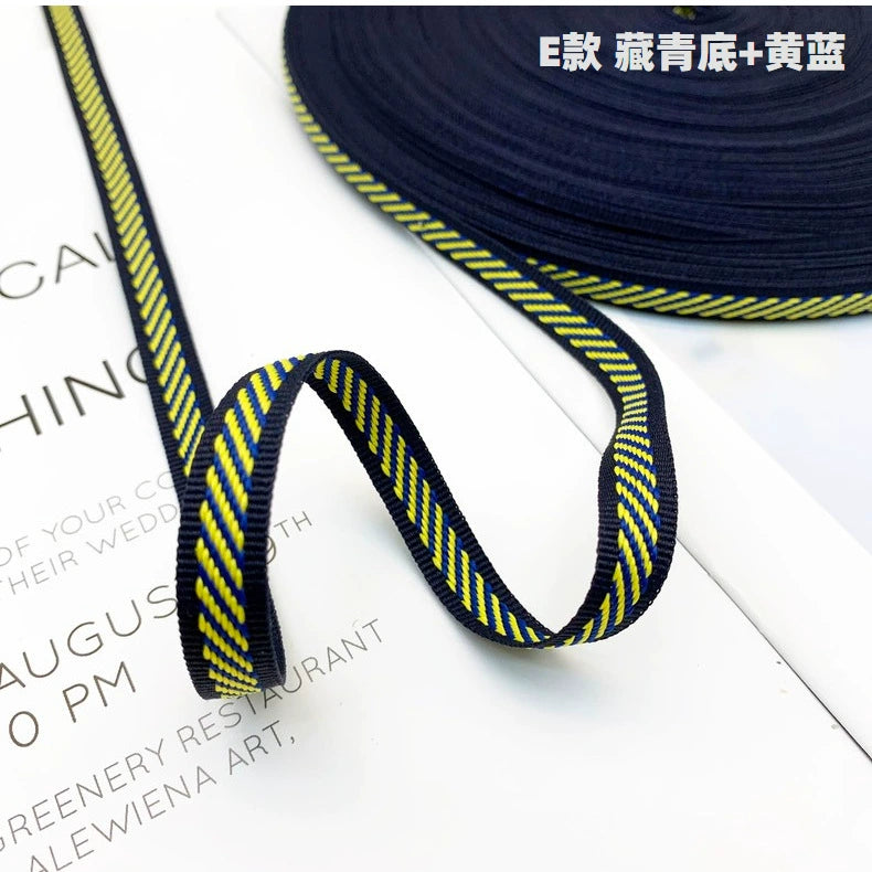 3854 Tira lateral de cinta jacquard de sarga de color de 1 cm para accesorios de ropa, tira de prensado de bordes, tira de ribete para textiles del hogar