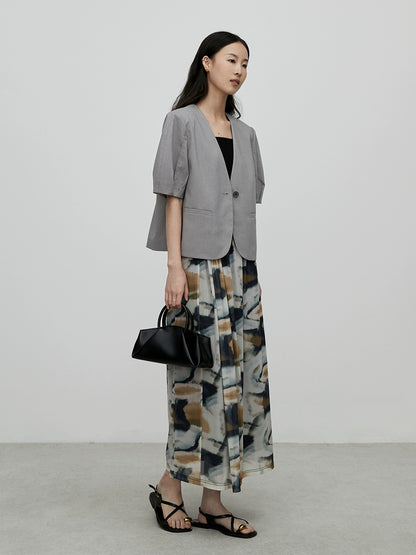 [Falda de montaña lejana] Falda de color de temperamento de alta gama CAREMIND Falda de manchas irregulares de estilo nacional nuevo para mujer 