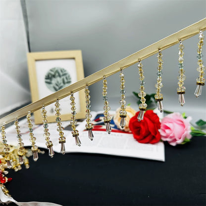 3724 Colgante de cristal de imitación con flecos y cuentas, accesorios de encaje hechos a mano para ropa, vestido, tocado, cortina, encaje decorativo