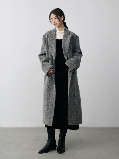 CAREMIND rétro chevrons costume manteau en laine à double boutonnage tempérament guerre barge léger luxe formel haut de gamme manteau