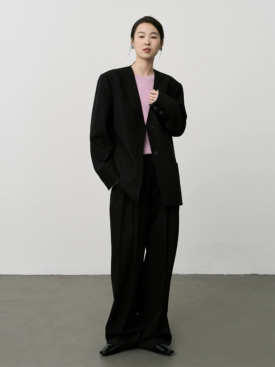 Camiseta de cuello redondo con parte inferior de color rosa suave y ceroso de CAREMIND 2024 Nueva camiseta de manga larga interior premium 