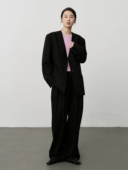 Camiseta de cuello redondo con parte inferior de color rosa suave y ceroso de CAREMIND 2024 Nueva camiseta de manga larga interior premium 