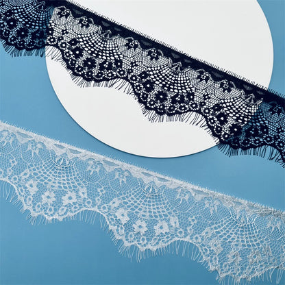 3765 Modelo de gran venta de 10 cm de ancho, accesorios de encaje para pestañas en blanco y negro, cortinas hechas a mano DIY, ropa, superficie de encaje decorativo