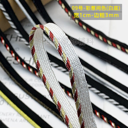 Cinta adhesiva de seda para niños, 1 cm, color dorado y plateado, para ribetes, ropa, textiles para el hogar, almohadas, etc.