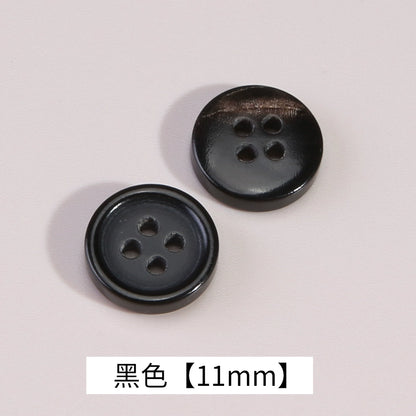 3326★  High-grade natural real horn buttons men's and women's retro cotton and linen polo shirt shirt buttons black coffee small buttons