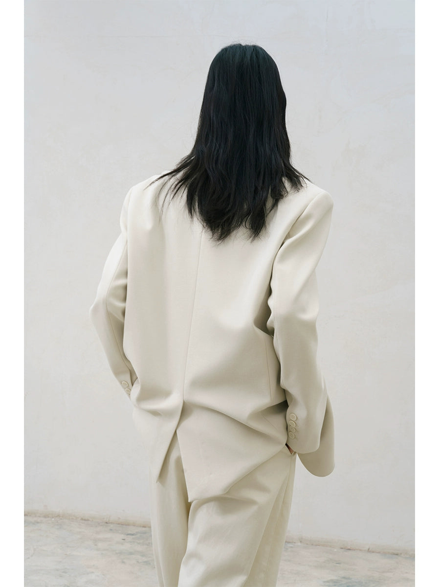 [Oferta especial por tiempo limitado] Blazer versátil blanco beige original de otoño e invierno, traje de perfil fino y cómodo para mujer 2024 