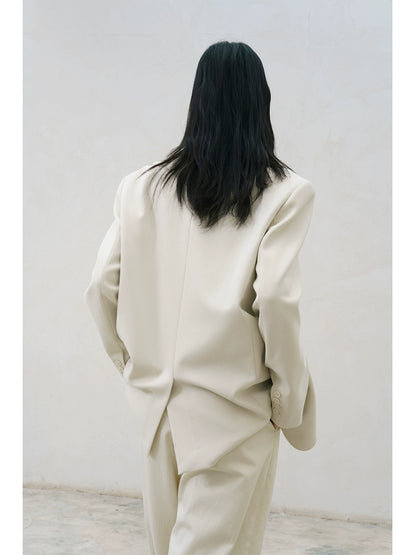 [Oferta especial por tiempo limitado] Blazer versátil blanco beige original de otoño e invierno, traje de perfil fino y cómodo para mujer 2024 