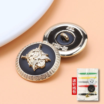 3458★ Botones metálicos redondos negros para abrigos, versátiles, para decoración de chaquetas británicas, accesorios de alta gama, botones para suéteres